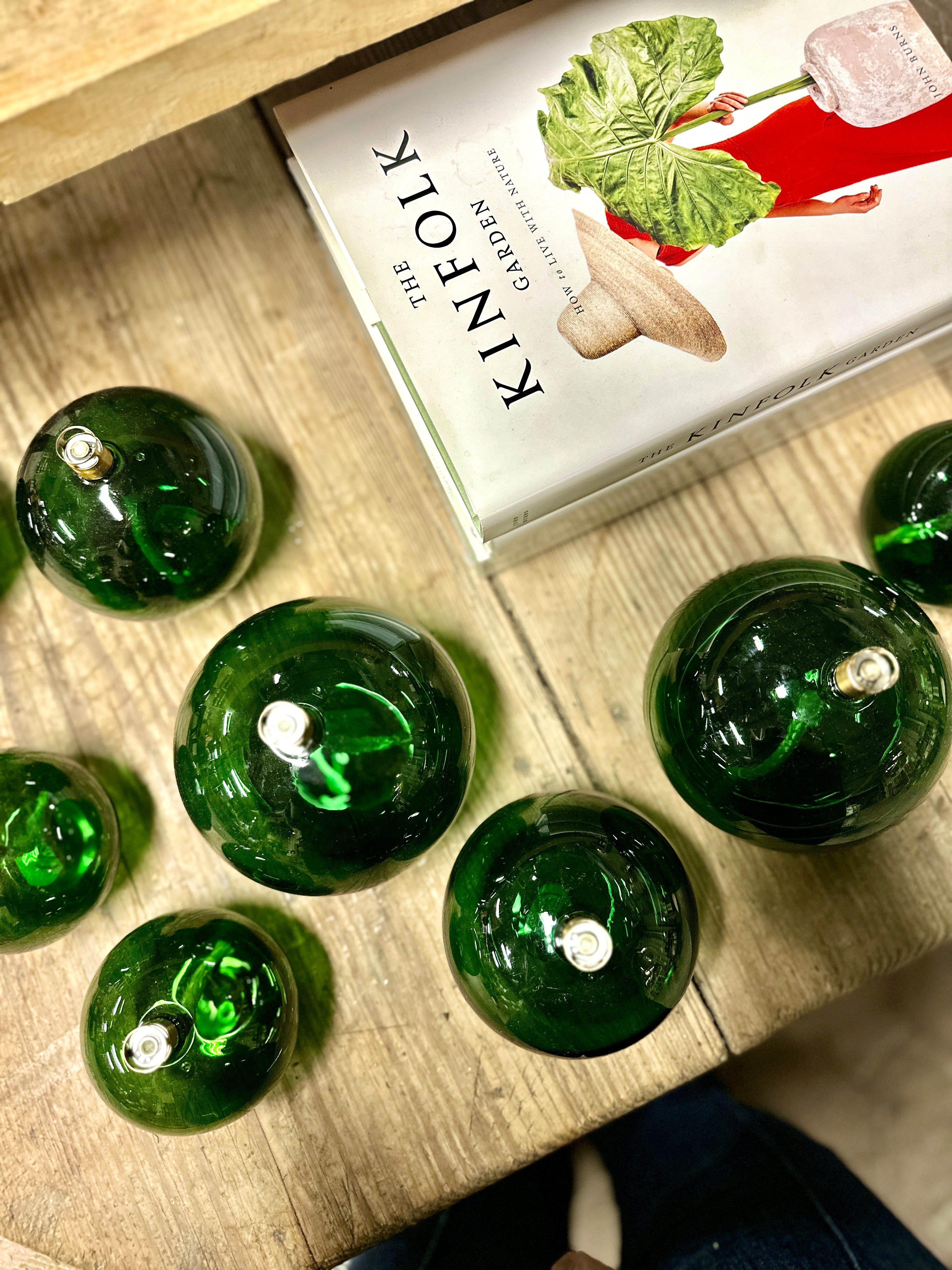 Oljelampa i färgat glas